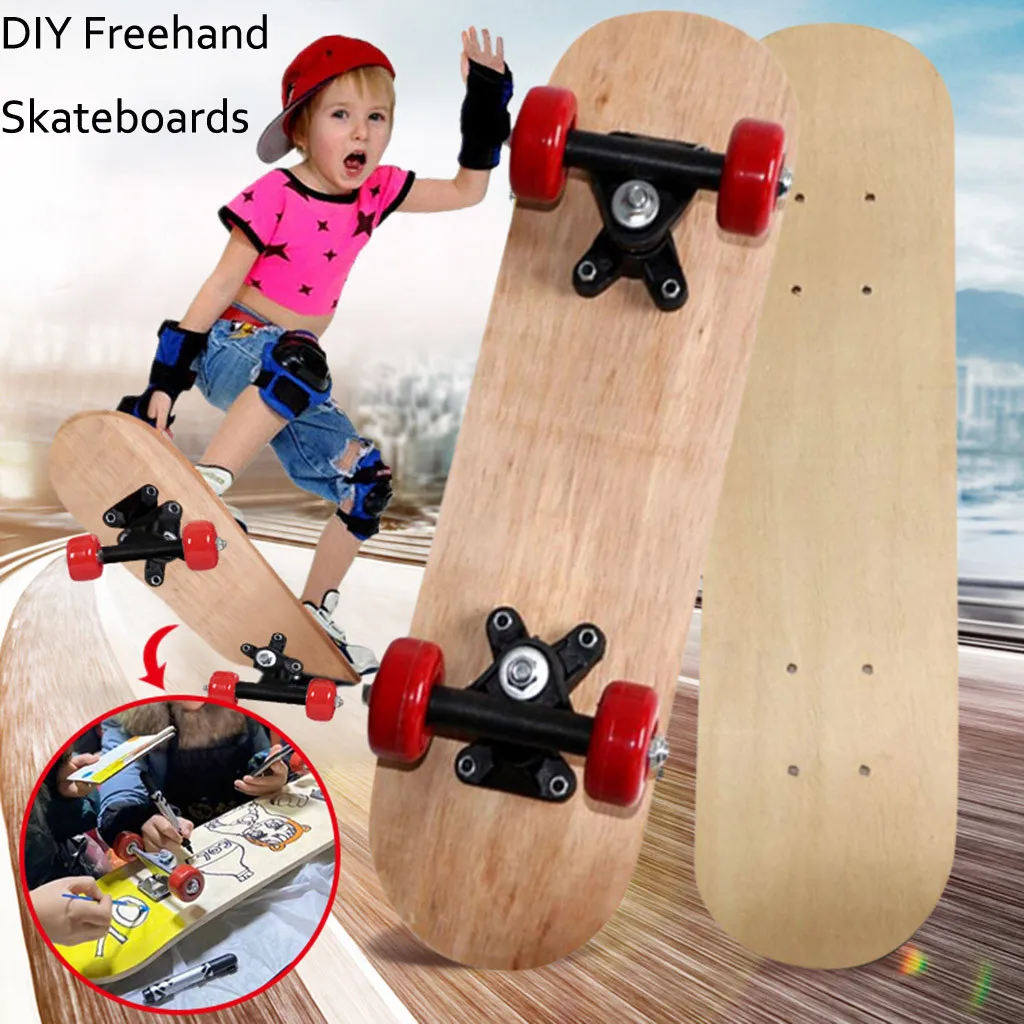 

2020 New Complete DIY Freehand Skateboard Long Board Banana Retro Skate Longboard Graphic Printed Children's scooter