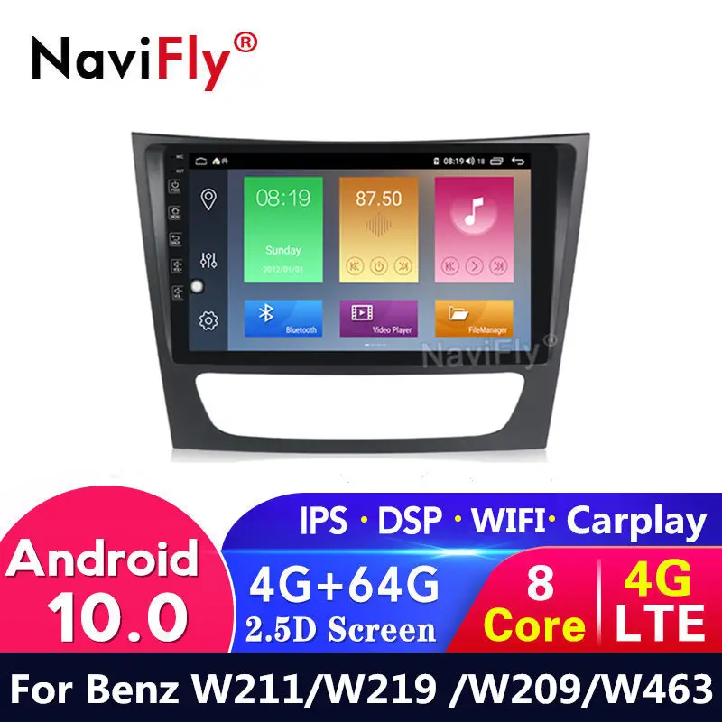 Автомагнитола на Android 10 мультимедийная стерео-система с GPS 4 Гб ОЗУ 64 ПЗУ для Mercedes