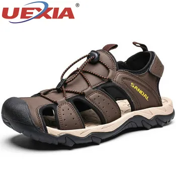 

2020 New Summer Men's Sandals Quality Leather Roman Beach Shoes Comfortable Breathable Male Flats Casual Soft Driving Footwear