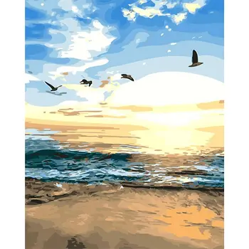 

Frame Diy Oil Painting By Numbers Sea Landscape Coloring By Numbers Pictures For Wall