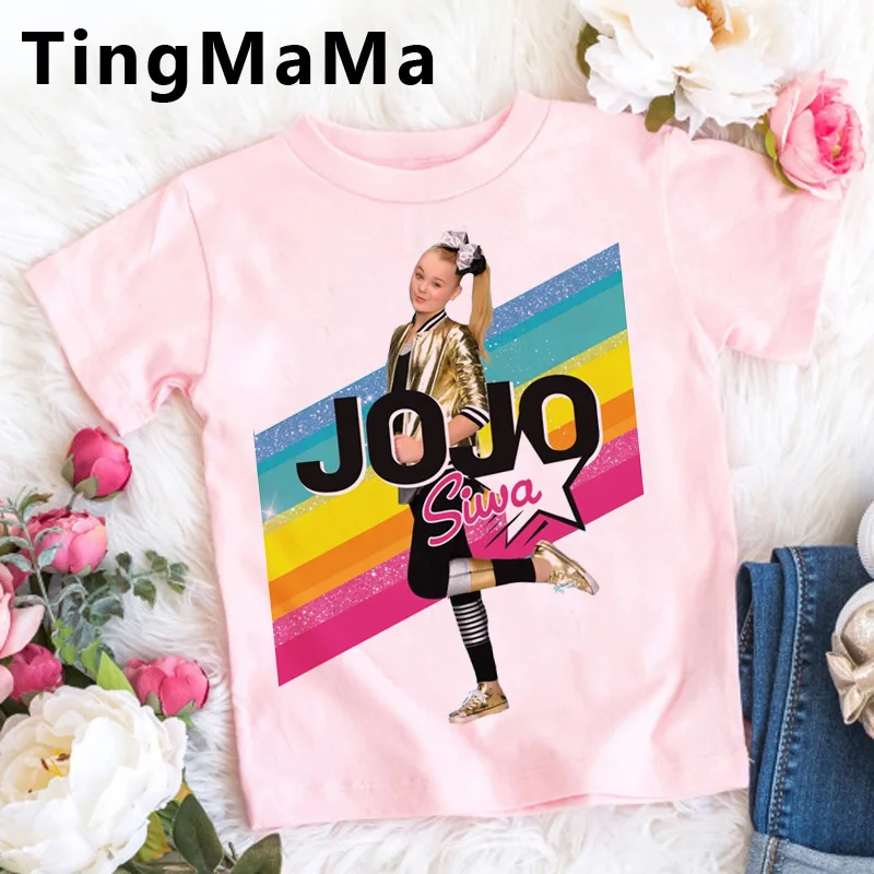Kawaii Jojo Siwa детская одежда летний топ мультфильм футболка для девочек топы Смешные