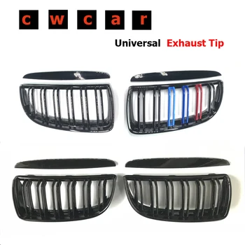 

A Pair L+R 2PCS Front Glossy Black/ M Color 2 Line Double Slat Kidney Grille Grill For BMW E90 E91 4 Door 2005-2011