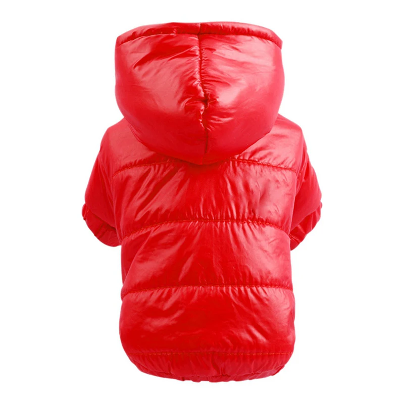 Зимняя Теплая Одежда для собак, пуховик для собак, пальто для щенков, чихуахуа, одежда с капюшоном для маленьких и средних собак, щенок йоркширского терьера - Цвет: Красный