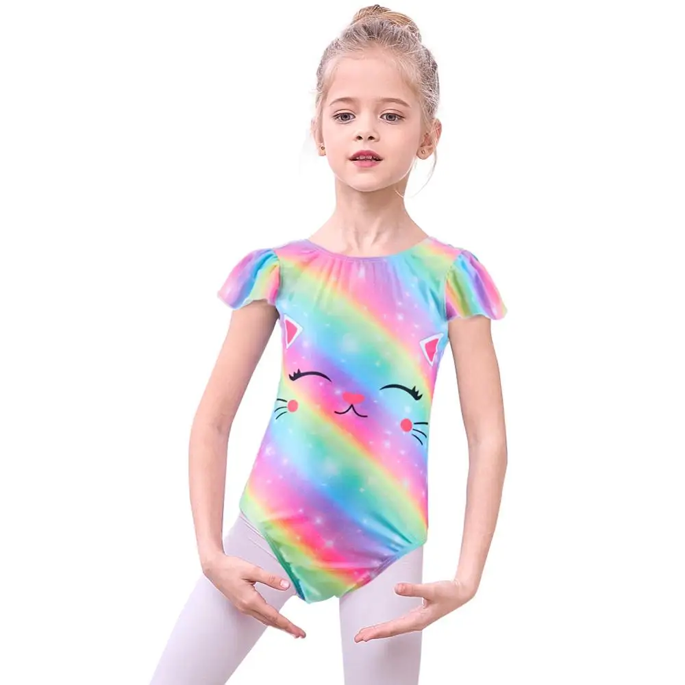 Gymnastics Leotard For Girls Dance Clothes Ballet Tutu Rainbow Pony 3-11Y