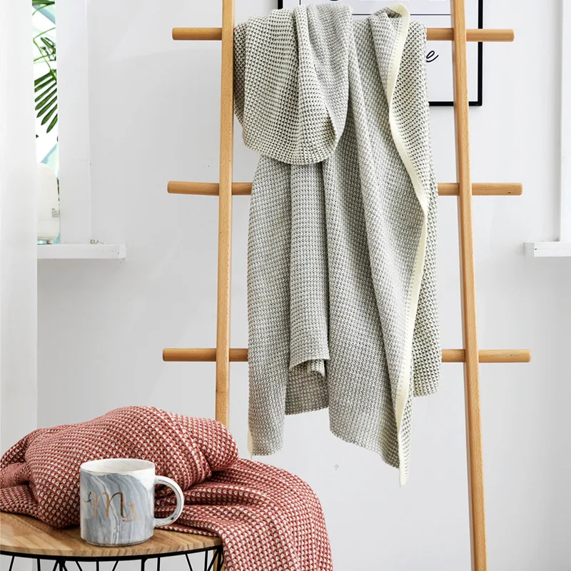 

KOONAN Cotton Knit Nordic Thread Blanket Summer Blanket xia liang tan Nap Blanket Airable Cover