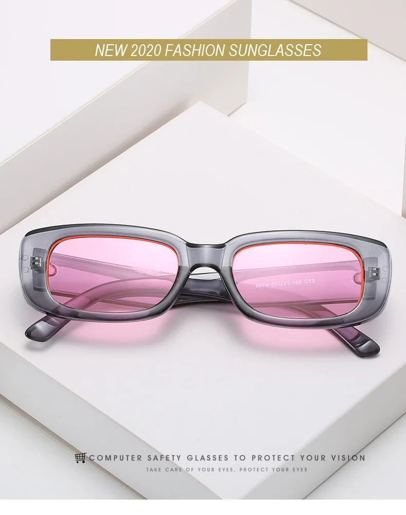 Classic Vintage Rectangle Sunglasses Women Brand Design Clear Blue Pink Green Lens Sun Glasses Female  Eyewear UV400_voghion.com