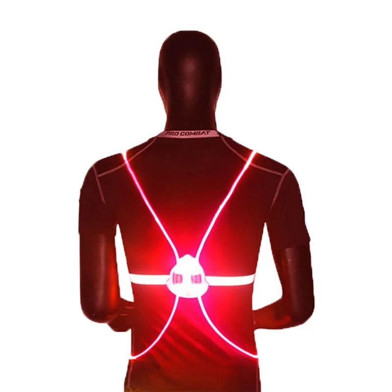 360 градусов светоотражающий жилет безопасности высокая видимость вспышка светодиодный ночной Вождение Велоспорт Открытый свет Велоспорт жилет - Цвет: Красный