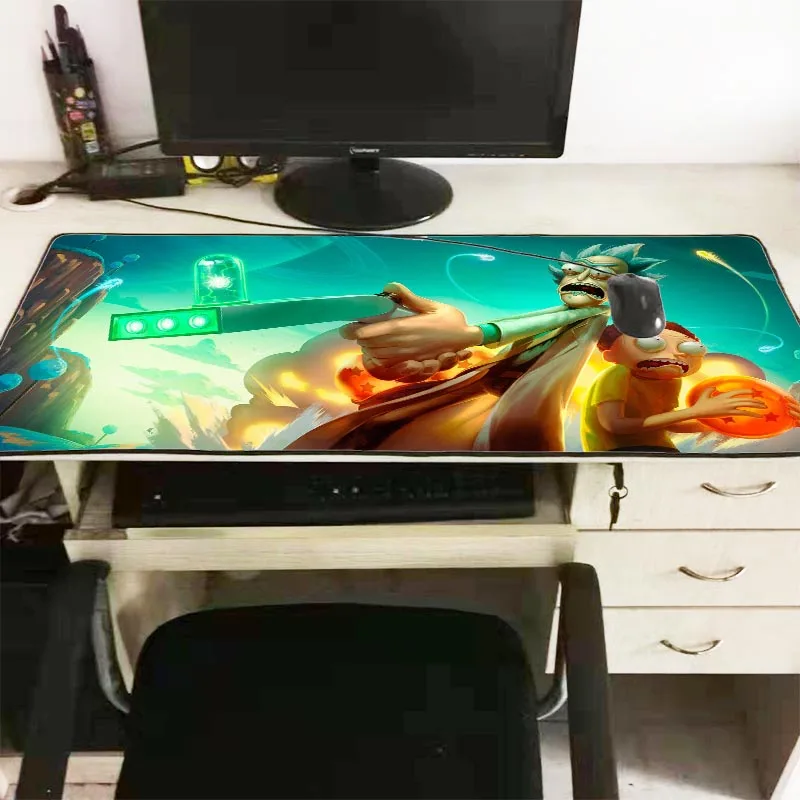 XGZ Anime Rick and Morty Large Speed Mouse Pad Gamer Lock Edge Keyboard Mouse Mat Gaming Desk Mouse