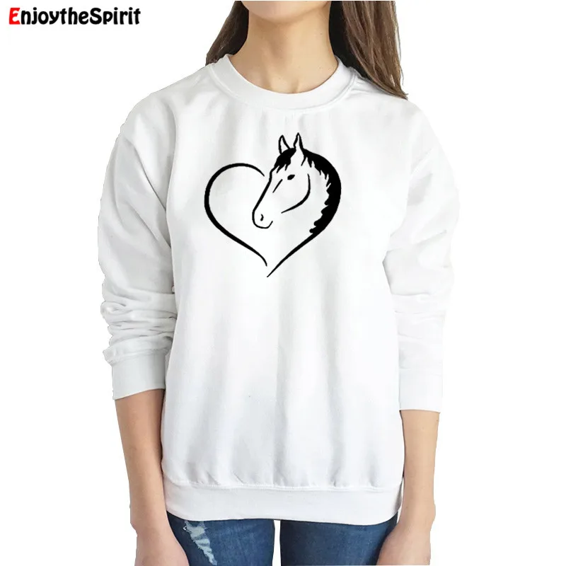 

Horse Graphic Printed Women Sweatshirt Solid Casual White Autumn Hoodies Ladies Warm Fashion Women Sweatshirts Oversize