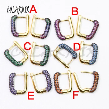 

4Pairs geometrice Zircon earrings mix colors Luxury jewelry high quality hook earrings fashion jewelry for women 50927