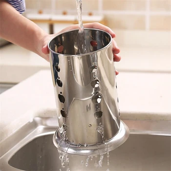 

Stainless Steel Hanging Cutlery Holder Drainer Spoon Fork Chopsticks Storage Basket Rack Kitchen Accessories Tools Organizer