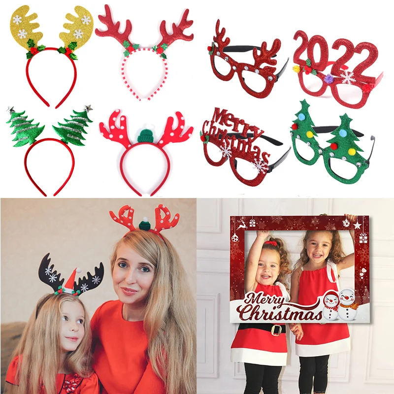 2022 Christmas Crafts Picture Frames Christmas Decorations Merry Christmas 2022 Photo Frame Props New Year  Glasses Headband For Home Kids Xmas Gifts Navidad 2021|Pendant & Drop  Ornaments| - Aliexpress