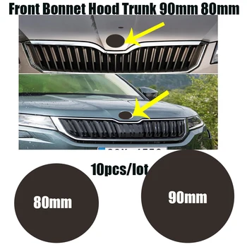 

10PCS Front Rear stickers for skoda Fabia OCTAVIA RAPID ROOMSTER YETI 80MM 90MM Car Badge Auto car emblem Bonnet Hood Trunk caps