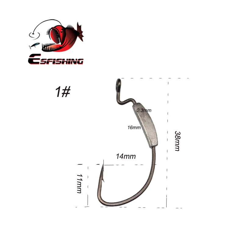 ESFISHING свинцовый офсетный крючок 12 шт. рыболовные крючки из углеродистой стали джиг-голова большие крючки на окуня свинцовая джиг-головка кривошипная для мягкой рыболовной приманки