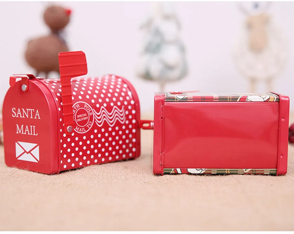 Christmas Decor Candy Gift Tin Box Kids Gift Mailbox Case Christmas Santa Claus Snowman Printed Sealed Jar Packing Boxes