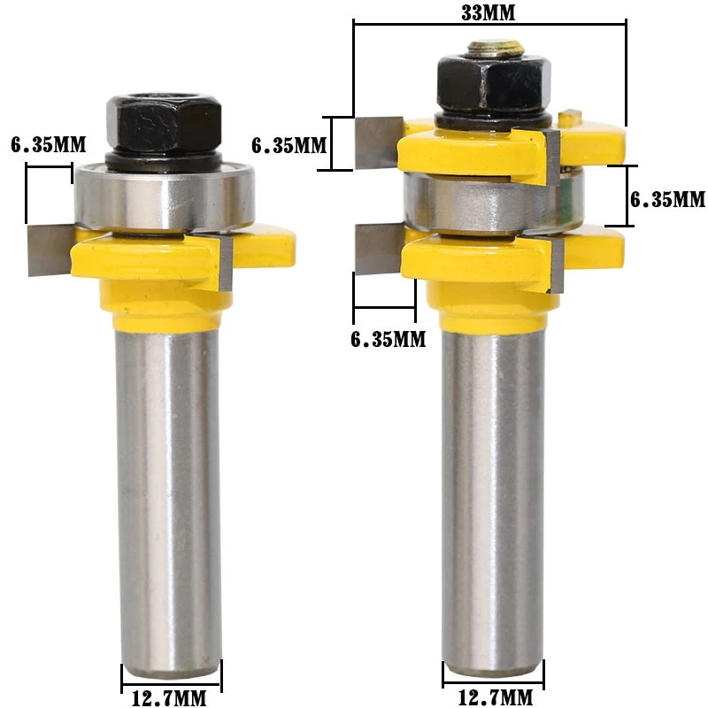free shipping 2pc 1/2" Shank high quality Tongue and Groove Joint Assembly Router Bit Set Stock Wood Cutting Tool