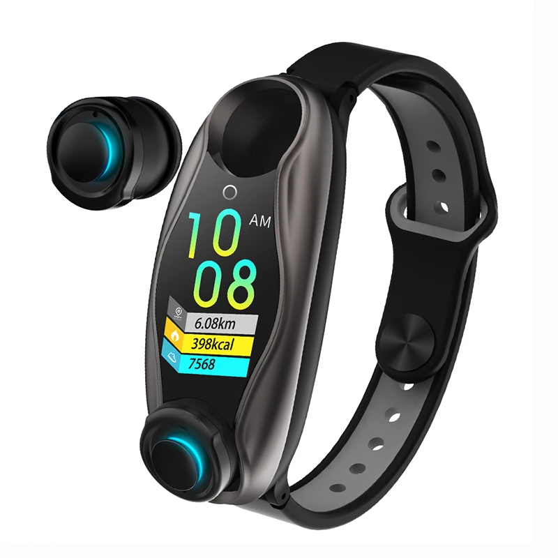 Смарт-часы LEMFO LT04, Bluetooth наушники с пульсометром, фитнес-трекер, кровяное давление, BT звонки, умные часы для IOS, Android Phone - Цвет: black