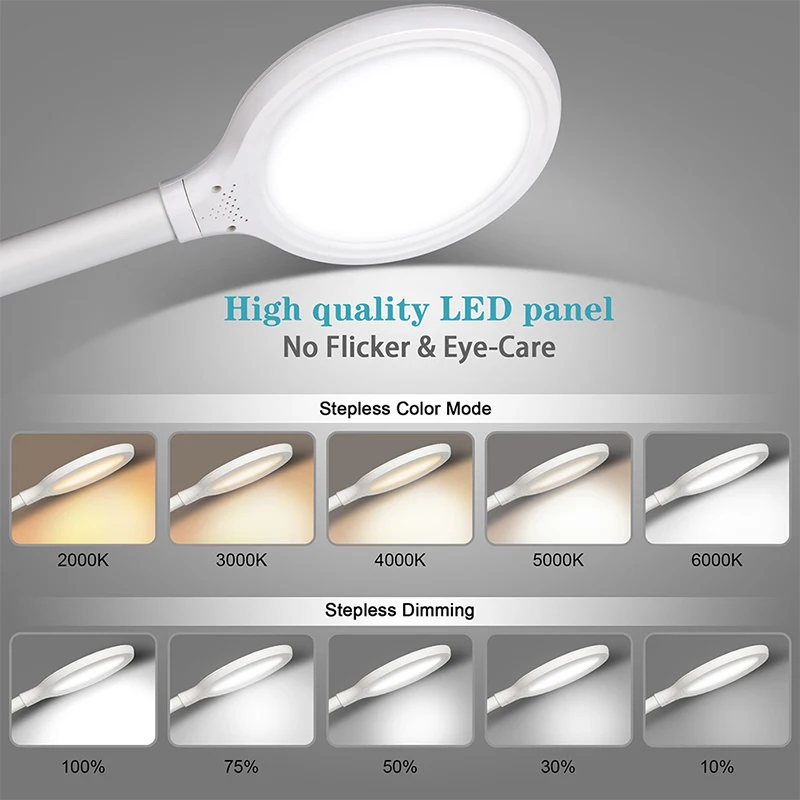 Table Lamp LED Light 5 Modes 10 Brightness Remote Control Desk Lamp 18W Gooseneck Light Flexo LED Clamp Lamps for Study Work
