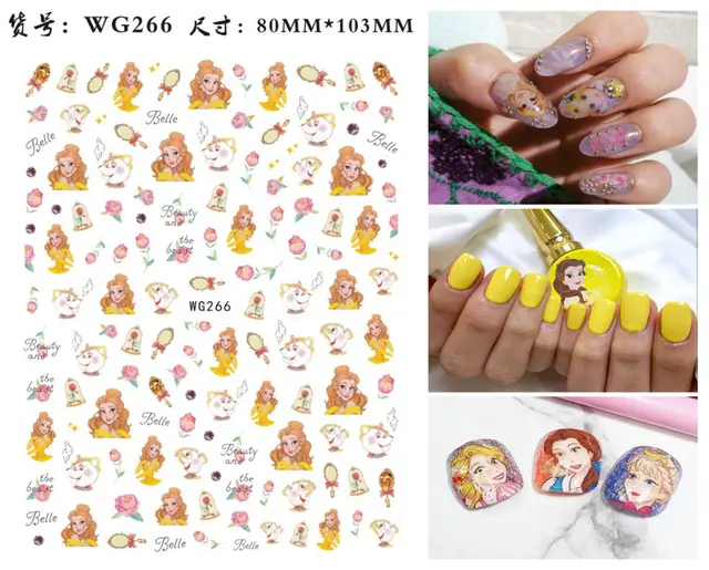 WG266-296 Summer Princess Ultra-thin Adhesive Nail Stickers Children's Girls Christmas Gifts 2021 New 3D Fashion Manicure Decals WG 266