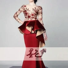 Вечерние платья с круглым вырезом и длинными рукавами, вечерние платья с вышивкой