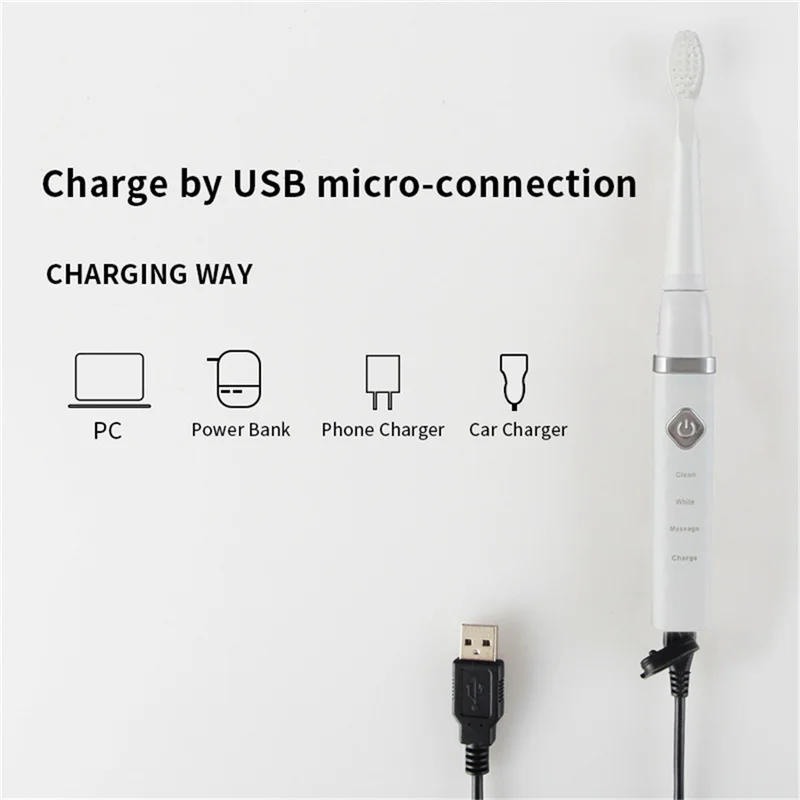 SEAGO Sonic переносная электрическая зубная щетка щетки USB перезаряжаемая Водонепроницаемая Глубокая чистка с 2 головками щетки таймер щетка SG515 P42