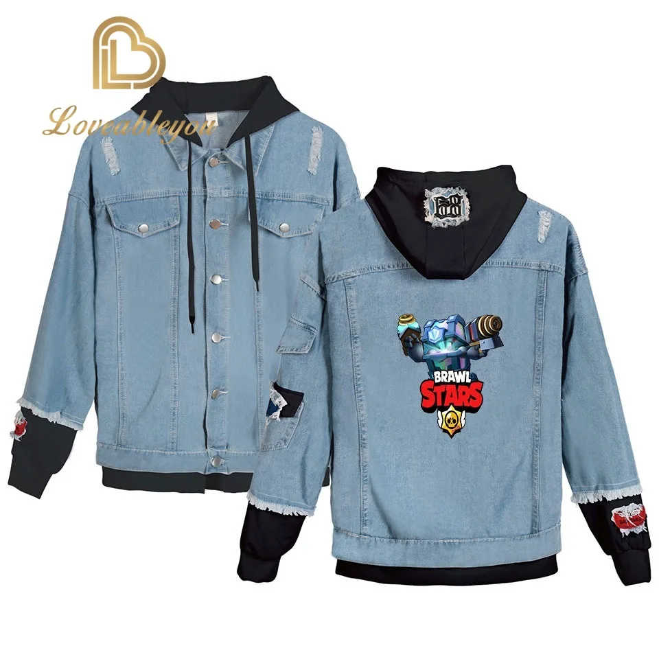 

Womens Denim Jacket Cartoon Streetwear Tops Spring Jacket Brawl Stars Harajuku Hip Hop Denim Clothing