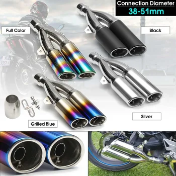 

For Honda 38-51mm Universal Motorcycle Exhaust Muffler Pipe Stainless Steel GP Scooter Motorbike Pipe Double Twin Tip Steel