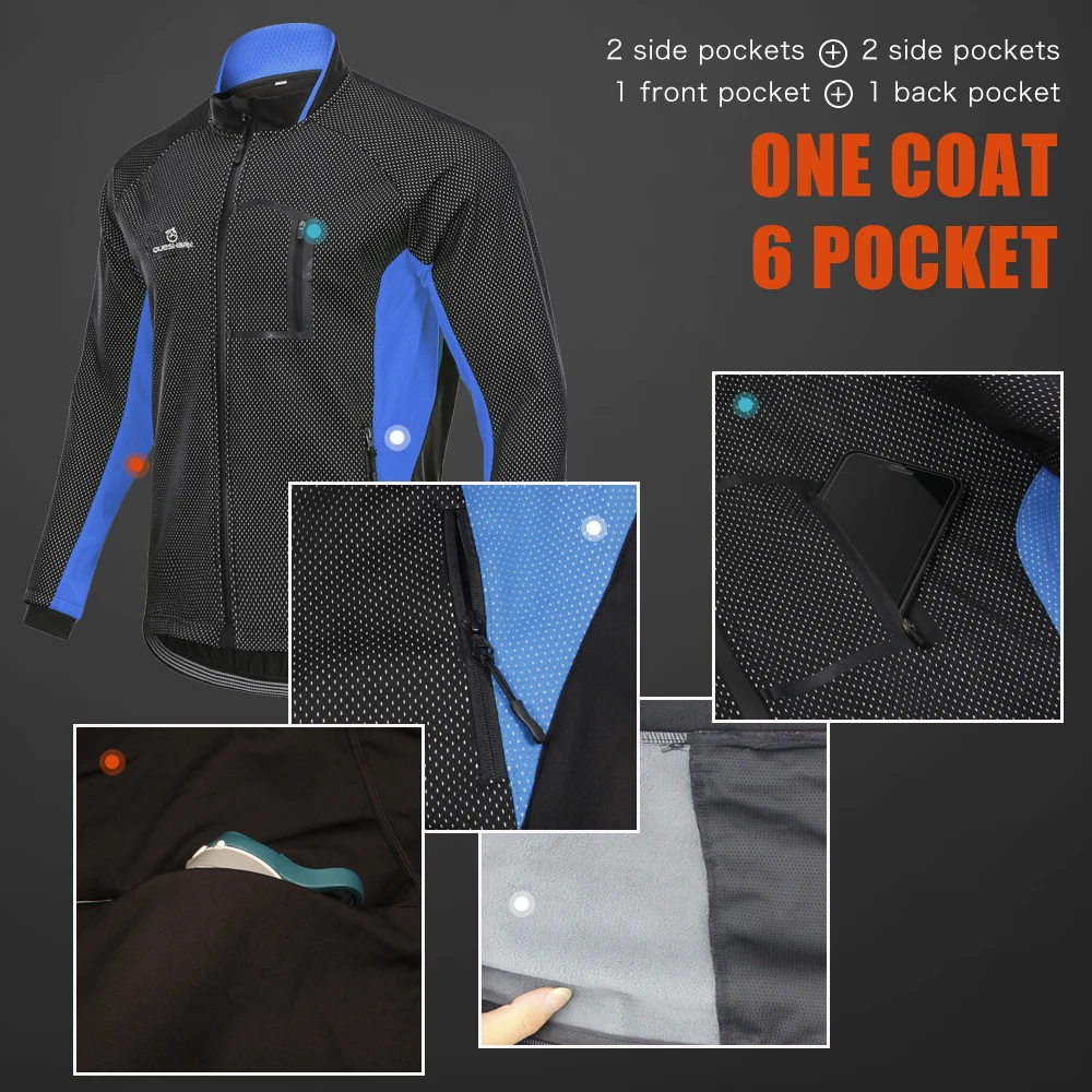 Najtaniej Queshark mężczyźni polar termiczny zima wodoodporna kurtka wiatroszczelna rower jazda na rowerze rowerów płaszcz odzież z długim rękawem jazda na rowerze koszulki