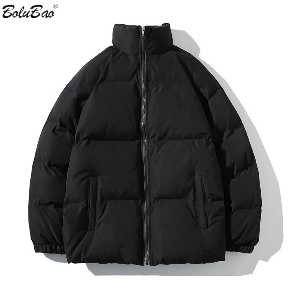 BOLUBAO Fashion Men's Winter Hong Kong Style Parkas Casual Stand Collar Thick Padded Jacket Solid Color Loose Daily Parkas Men best parkas for men
