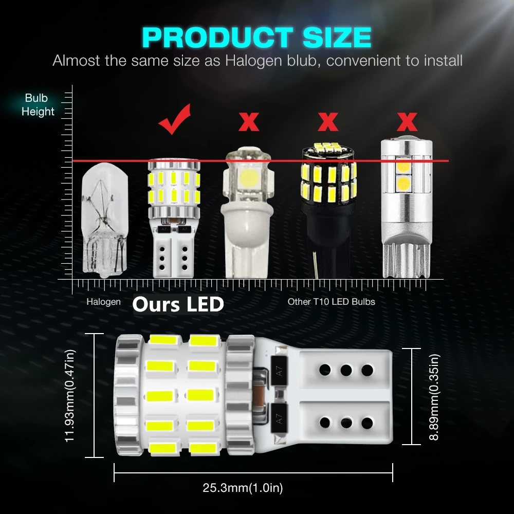 10 шт. W5W SMD чипы светодиодный Яркий купол свет для чтения перчатка коробка багажник номерной знак Дверь багажный отсек огни Светодиодный светильник D40
