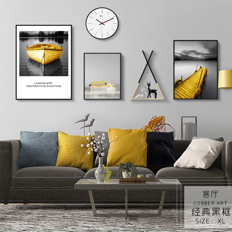 

Modern Minimalist Northern European-Style INS Style Decorative Painting Creative Combination Hanging Painting Living Room Glorio
