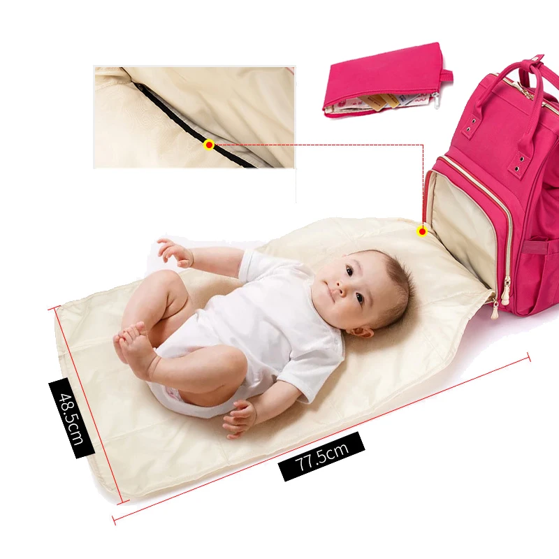 

Multiffunctional USB Mummy Backpack With Three-fold Diaper Waterproof Diaper Bags+ Independent Handbag Extra Large Stroller Bag