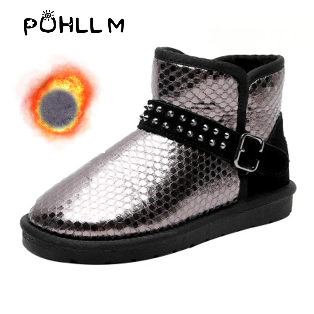 

PUHLLM Snow Boots Shoes Women’s Winter Sequined Cloth Upper material wool Inside Ankle Boots Warm Women Shoes Non-slip Shoe F56