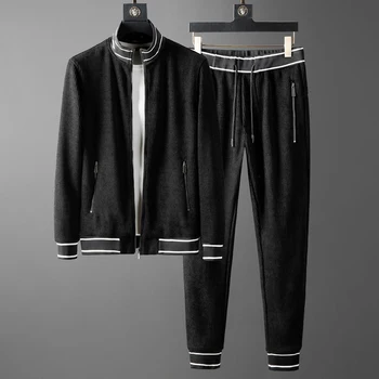 

New Mens Sets (jacket+pants) Luxury Chenille Corduroy Casual Men Coats Fashion Elastic Waist Men Set With Pants Plus Size 5xl