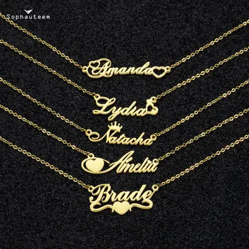 

Personalised Letter Pendant Necklace Custom Name Necklace with Birthday Stone Link Chains Necklace for Women Men Kind Gifts