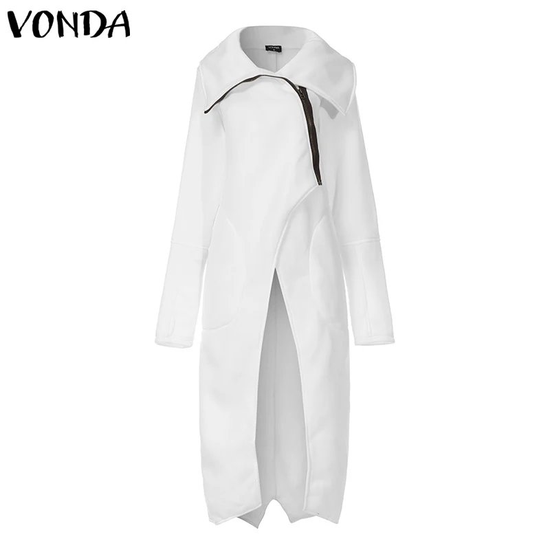 Promo  VONDA Autumn Hoody Dress Winter Coat Women Asymmetric Jackets Zippers Sweatshirt 2019 Casual Loose 
