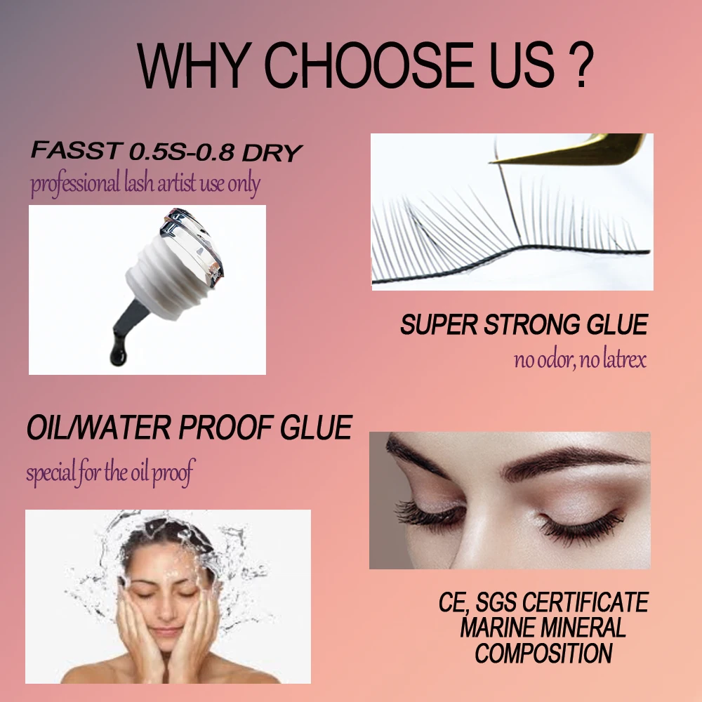 Eyelash Glue Glesum New Technology Fast Dry Prince Eyelash Extension Glue Salon Lashes Adhesive 0.5s-1s Long Retention Time