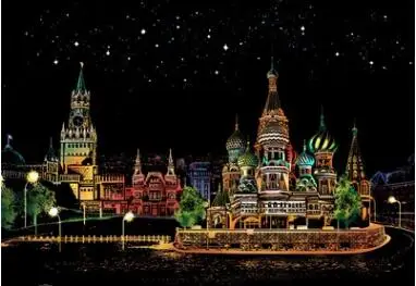 Прямые продажи выскабливание картины вид ночного города ручной работы Diy Взрослые детские развивающие игрушки бумага для заметок - Цвет: 5