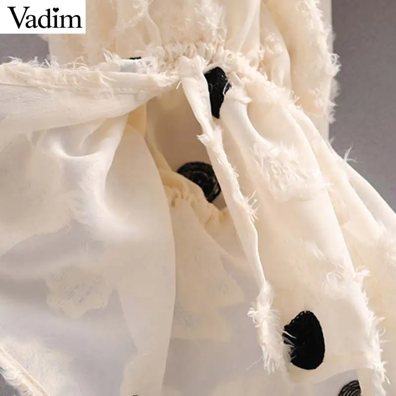 Vadim, милый, женский, узор в горошек, блузка с v-образным вырезом рукав «фонарик» Прозрачные рубашки Милая женская повседневная обувь; Стильные топы blusas LB612