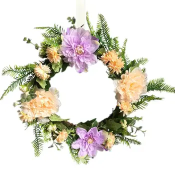

Artificial Flowers Multicolor Dahlia Wreath Spring Wreath Outdoor for Front Door 67JB