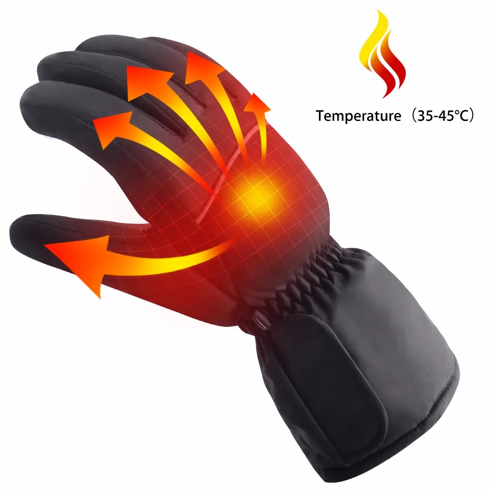 4,5 V перчатки с электрическим подогревом приведенный в действие перчатки с подогревом углеродного волокна Для мужчин и Для женщин зимние уличные мотоциклетные перчатки с подогревом