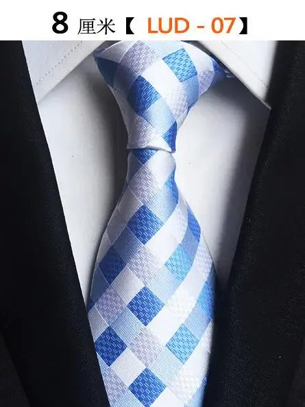 Новые Классические шелковые мужские галстуки, галстуки на шею, 8 см. Клетчатые полосатые галстуки для мужчин, деловые роскошные галстуки для свадебной вечеринки, галстуки Gravatas - Цвет: 07