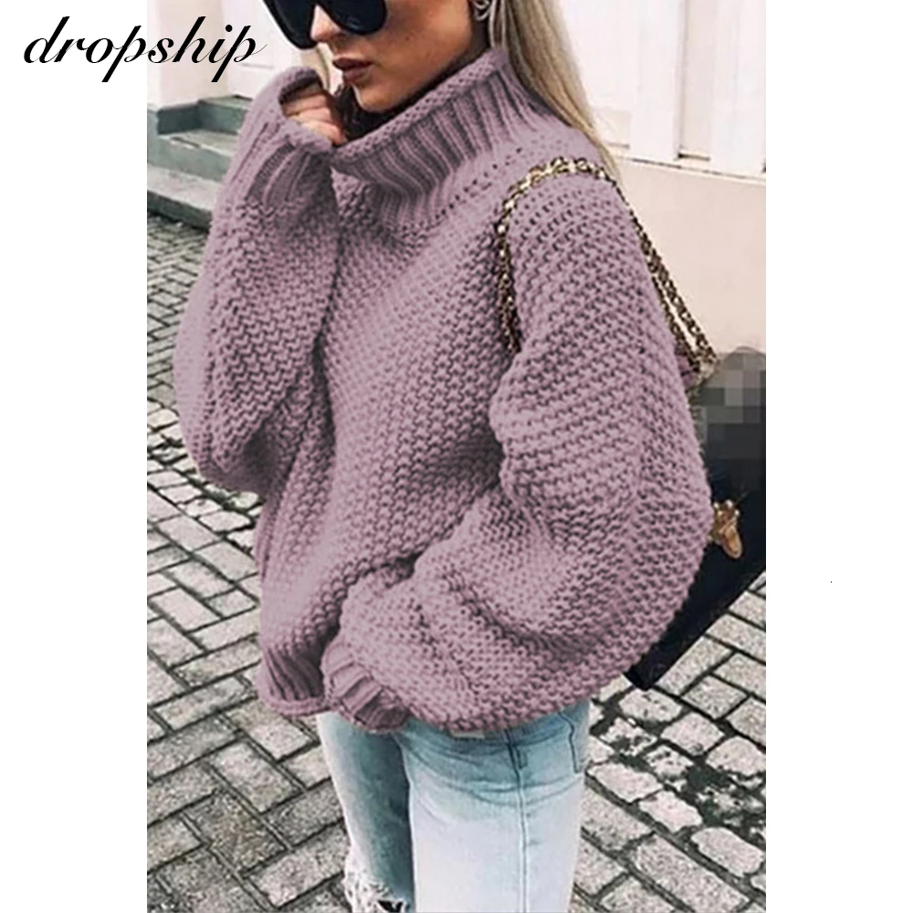 

Autumn Winter Turtleneck Women 2019 Sweater Long Knitted Pullovers Women Loose Thick Casual Sweaters Female Jumper Cashmere
