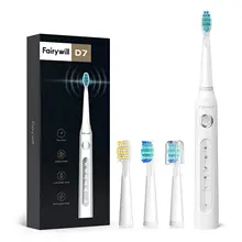Fairywill brosse à dents électrique Rechargeable minuterie intelligente 5 Modes USB étanche 8 têtes de brosse de remplacement de brosse avec étui de voyage