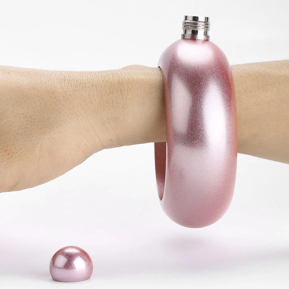 Pink AFFORANY браслет на запястье, набедренная колба, портативная круглая, шикарная, элегантная, нержавеющая сталь, для вина, Смешанная бутылка, для виски, водки, алкоголя, посуда для напитков - Цвет: Pink