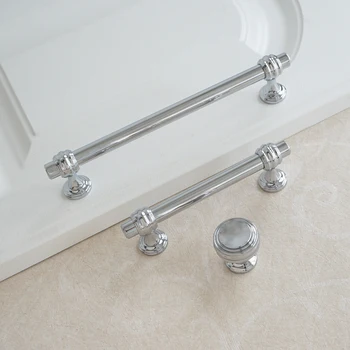 

3.75" 6.3"Bright Chrome Kitchen Cabinet Handles Round Diameter 1.2" Drawer Knobs Metal Wardrobe Door Pull Handle Modern Hardware