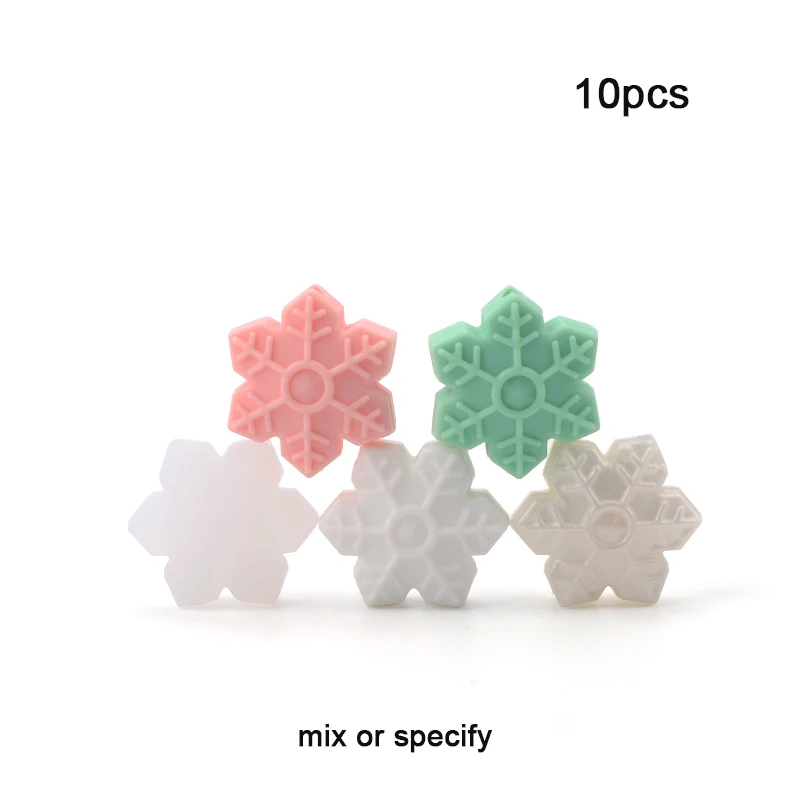 mix or specify LOFCA, 10 шт., силиконовые бусины в виде снежинки, мини силиконовые бусины для прорезывания зубов, BPA, не содержит Бисероплетение, для ухода за ребенком, цепочка для соски, подарок, сделай сам - Цвет: mix or specify