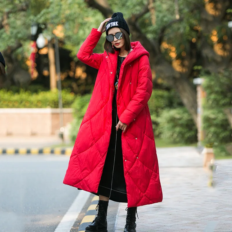 

2018 Winter New Style Solid Color Slim Fit Mid-length Thick down Jacket Women's Large Size Waist Hugging down Jacket WOMEN'S Coa