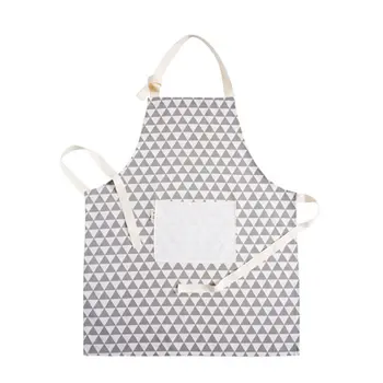 

Cotton And Linen Kitchen Apron Plaid Unisex Cooking Aprons Anti Oil Bib Dining Room Barbecue Restaurant Pocket Halterneck