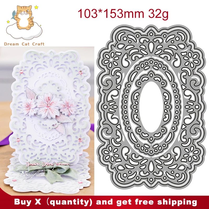 LaceFloralFretworkFrameScrapbookDieMetalCuttingDiesDIYPaper